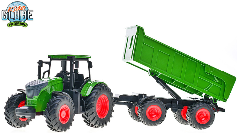 Kids Globe Farming traktor s vlečkou volný chod 41 cm