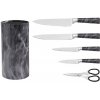 HOME ELEMENTS Sada kuchynských nožov s mramorovým vzhľadom a blokom, 6 ks