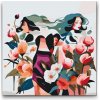 Vymalujsisam.sk Maľovanie podľa čísiel - Ženy s pivonkami Veľkosť: 50x50cm, Rám: Na plastovej doske