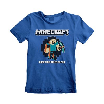 Dětské tričko Minecraft: Crafting Since Alpha (5-6 let) modrá bavlna