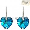 MSPERK Strieborné dámske náušnice srdcia Crystal Bermuda Blue Ag 925/1000