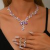 B-TOP Elegantná 2dielna súprava náušníc a náhrdelníka s kryštálovými kvetmi Druh barvy: Fialová