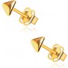 Šperky eshop - Puzetové náušnice z 9K zlata - zrkadlovolesklé trojuholníky so zaoblením S4GG245.44