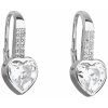 Evolution Group strieborné náušnice visiace so zirkónom biele srdce 11169.1