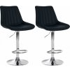 Design-Shop 2x Barová stolička Toni - koženka, chróm rám - Čierna