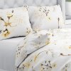 Biante Bavlnené posteľné obliečky Sandra SA-582 Žlté kvety s vetvičkami na bielom Jednolôžko 140x200 a 70x90 cm