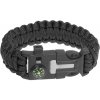 Paracord náramok s kresadlom a kompasom čierny (Taktický náramok na prežitie)