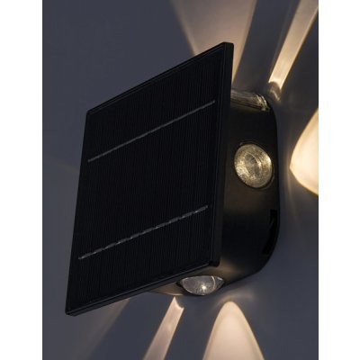 RABALUX 77034 Emmen solárne nástenné svietidlo so senzorom LED 0,5W/50lm 3000+6000K IP54 čierna, priehľadná
