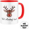 Keramický hrnček s potlačou Vianočný sobík - hnedý s vlastným textom