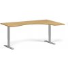 Ergonomický výškovo nastaviteľný stôl, 180x120 cm, 2 motory, L/P, sivá podnož, buk
