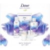 Dove Bath Therapy Sprchový gél 400ml + sprchová pena 200 ml + soľ do kúpeľa 400 g + vonná sviečka 1 ks + masážna špongia 1ks pre ženy darčeková sada