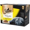 SHEBA sáčok 12x85g Delikatesa v želé - príchute hydiny - vlhké krmivo pre mačky v želé (s kuracím, morčacím, kačacím, hydinovým mäsom)