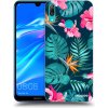 Picasee silikónový prehľadný obal pre Huawei Y7 2019 - Pink Monstera