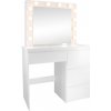 Toaletný stolík Hollywood s LED osvetlením a 4 zásuvkami PHO4868 - biely