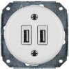 Bohemia-Design -Porcelánová retro USB napájacia zásuvka bez rámu 2x USB-A biela 12359364 + záruka 3 roky zadarmo