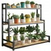 3-poschodový kovový stojan na kvety SZ47CZ – čierny kvetinový regál 80 × 40 × 95 cm