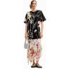 šaty Desigual Flower Strokes negro velikost: L