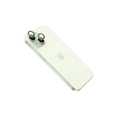 Ochranné sklo na šošovky fotoaparátu FIXED Camera Glass pre Apple iPhone 15/15 Plus, svetlozelené