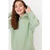 Trendyol Mint Thick Fleece Inner Printed Relaxed/Comfortable fit with a Hooded Knitted Sweatshirt zelená XS Trendyol