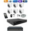 Amiko IP 6 kamerový set so switchom, 5Mpix, Ai, Dl, Dome (1500K6V2) (Amiko)