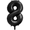 PartyDeco Fóliový balón narodeninové číslo 8 čierny 86 cm