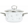 BELIS Smaltovaný hrniec so sklenenou pokrievkou Premium biely 18 cm, 2,2 l