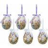 Clayre & Eef 6ks dekorácie závesné vajíčko s zajačikmi Spring Egg - Ø 7*10 cm - Clayre & Eef