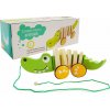 Lean Toys Drevený krokodíl na kolieskach 18cm