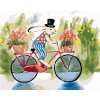 ZUTY Maľovanie podľa čísel KRÁLIK V KLOBÚKU NA BICYKLI Rámovanie vypnuté plátno na rám Rozmer 80x100 cm