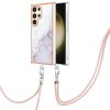 Plastový kryt Marble Lanyard na Samsung Galaxy S24 Ultra 5G - Biela 006