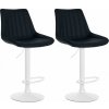 Design-Shop 2x Barová stolička Toni - koženka, biely rám - Čierna
