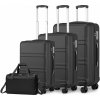 KONO Set 3 cestovných kufrov s horizontálnym dizajnom 44L/66L/96L a cestovnej tašky 20L - čierna
