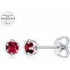 Stříbrné náušnice pecky SILVEGO s přírodním červeným topazem Swarovski Gemstones