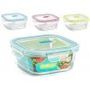 PLASTIC FORTE Sklenená dóza s plastovým viečkom 800 ml, 16 x 16 x v.7 cm, farby mix