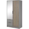 Bývaj s nami SK, Šatníková skriňa NELA 2D šedá so zrkadlom LTD,MDF