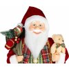 Dekorácia MagicHome Vianoce, Santa, s darčekom a medveďom, červený, 46 cm
