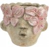 Clayre & Eef Béžový antik obal na kvetináč hlava ženy s kvetmi Danaé - Ø 18*15 cm - Clayre & Eef