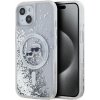Karl Lagerfeld Liquid Glitter Karl and Choupette Heads MagSafe zadný kryt pre iPhone 15 Transparent