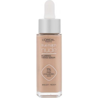 L'Oréal Paris True Match Nude Plumping Tinted Serum sérum pre zjednotenie farebného tónu pleti 3-4 Light Medium 30 ml