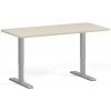 Výškovo nastaviteľný stôl, 160x80 cm, 2 motory, zaoblené rohy, sivá podnož, breza