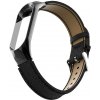 Deveroux Kožený řemínek lichee pro MiBand 3/4 - Černý DEV0020