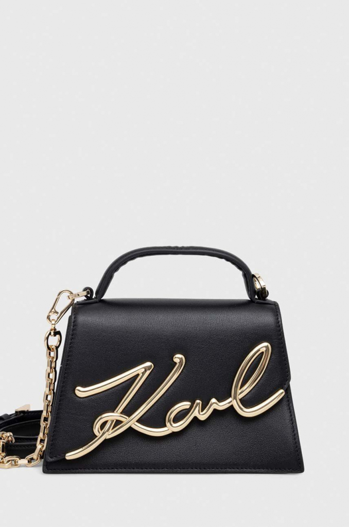 Karl Lagerfeld kožená kabelka čierna 240W3004
