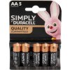 Duracell AA tužkové batérie LR06 / MN1500 5ks (baterky)