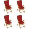 Skladacia záhradná stolička 4 ks s poduškami Dekorhome Červená