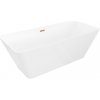 Mexen Velo Slim samostatne stojaca vaňa 170 x 75 cm, biela, prepad ružové zlato - 52811707500-60