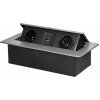 ORNO Zásuvkový blok výklopný 2x 230V s USB, strieborný