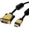 Roline DVI prepojovací kábel DVI-D 24+1pol. Zástrčka, Zástrčka HDMI-A 2.00 m viacfarebná 11.04.5891 tienený DVI kábel; 11.04.5891