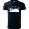 Panoráma lyžovania - Klasické pánske tričko vyššej gramáže - S ( Tmavomodrá (takmer čierna) )