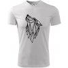 Geometria - vlk - vyjúci - Pánske tričko Fantasy športové - 2XL ( Biela )