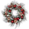 Veniec MagicHome Vianoce, prírodný, závesný, s čečinou a hviezdami, 39 cm